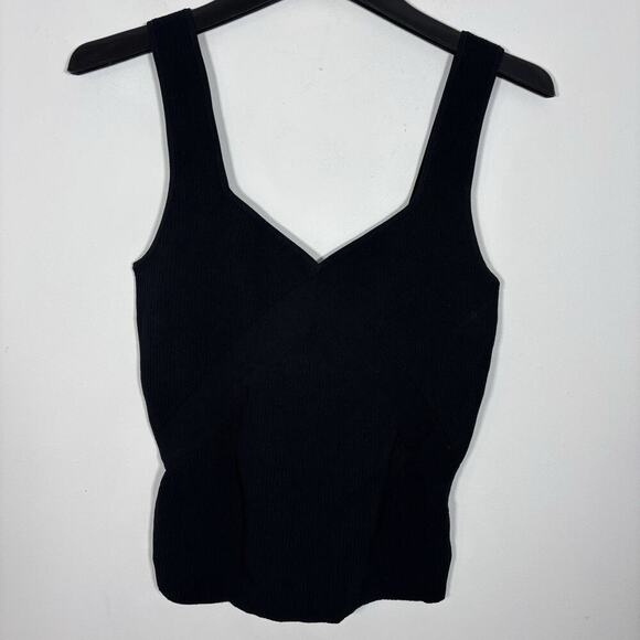 Rag & Bone Asher Tank Top XL Black Ribbed Knit Stretch NWOT VNeck - Picture 2 of 7